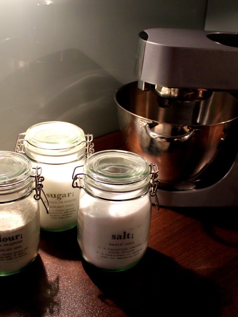 DIY Zucker, Mehl, Salzdosen mit Decal Folie beschriften