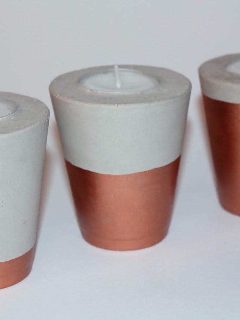 DIY Gips / Beton Teelichter in Kupfer schnell und einfach selber machen