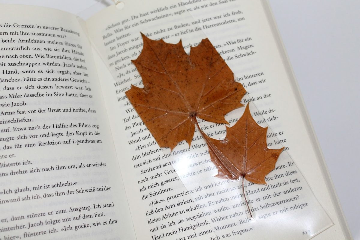 DIY Buchlesezeichen mit Herbstblättern aus Laminierfolie einfach selber machen