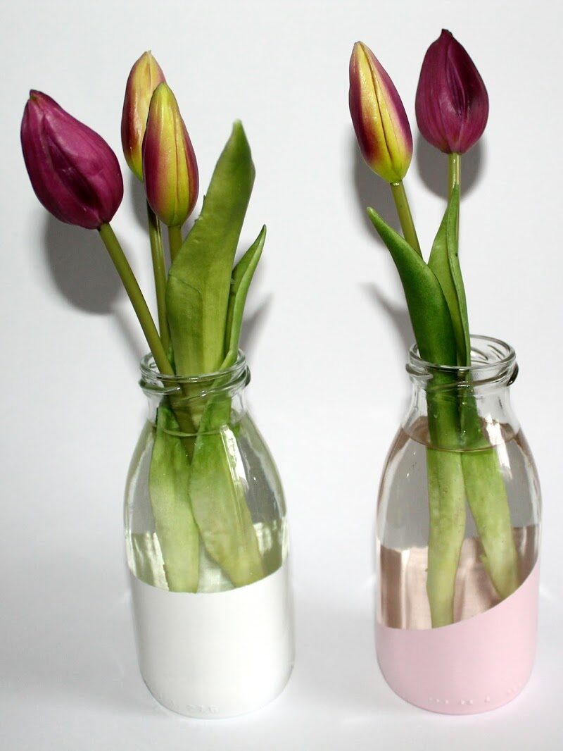 DIY Upcylcling / Recycling Vasen aus kleinen Milchflaschen einfach selber machen