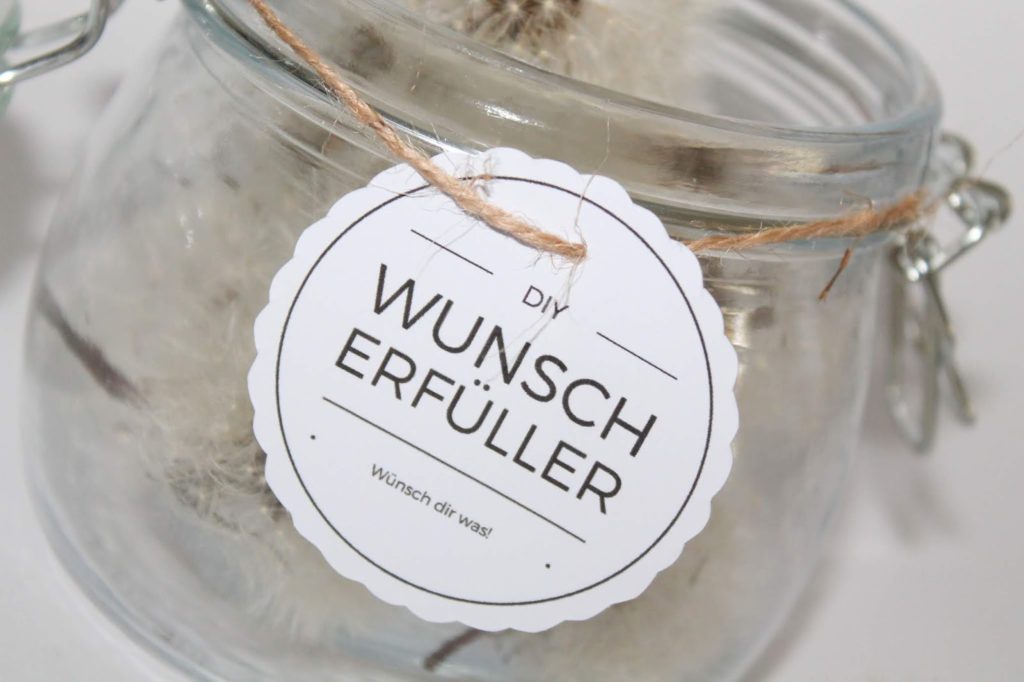 DIY Geschenk im Glas: Wunscherfüller Pusteblume selber machen + Free Printable
