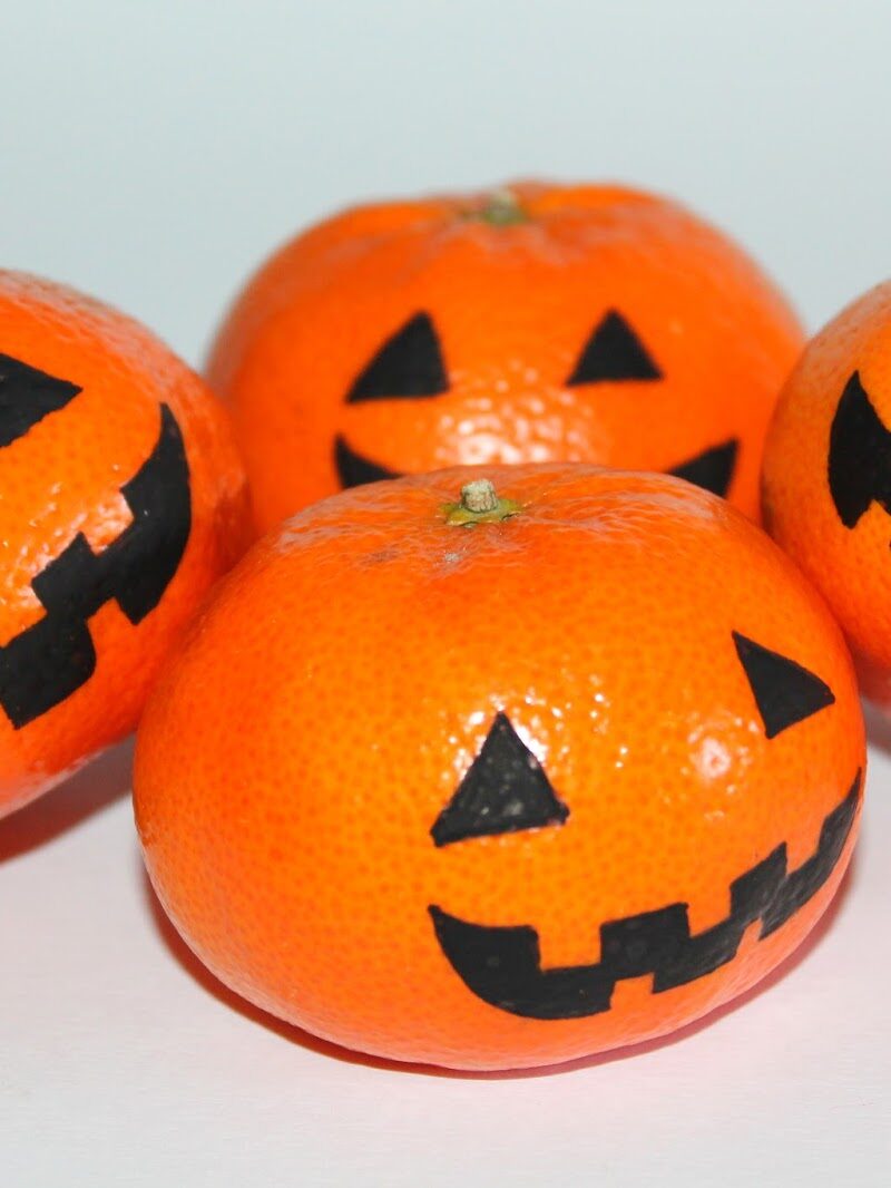 DIY gruselige Halloween Mandarinen selber machen - Halloweenparty