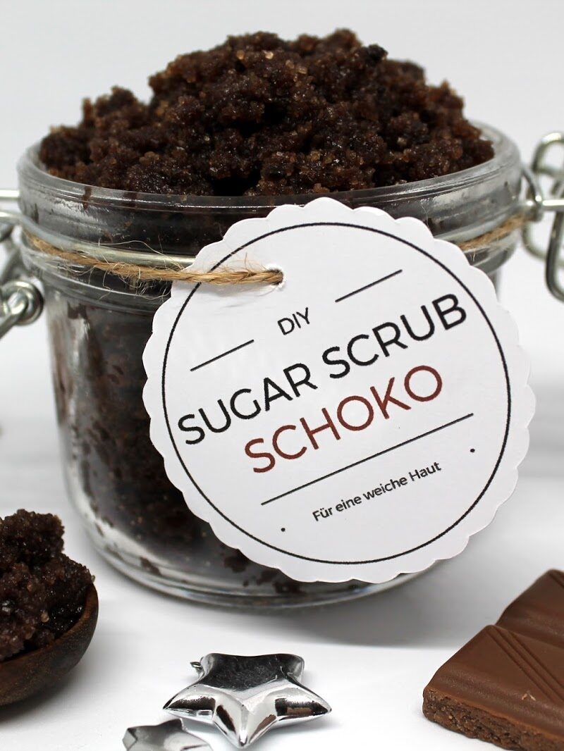 DIY Sugar Scrub / Zuckerpeeling Schoko in wenigen Schritten selber machen für eine besonders weiche Haut {mit gratis Printable} ♡