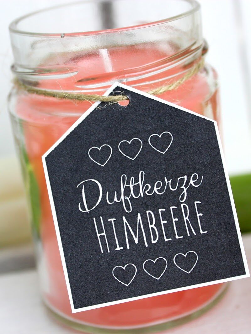 DIY Himbeerkerzen in Konfitürengläsern selber machen - süße Deko