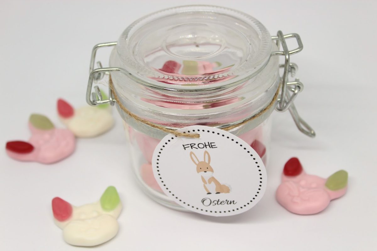 DIY Ostergeschenk im Glas mit süßen Hasen + kostenlose Vorlage