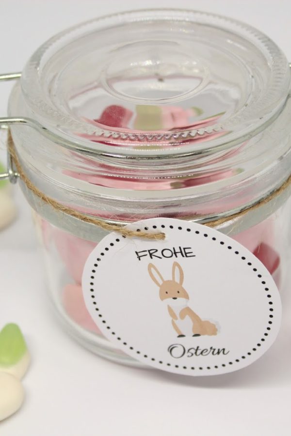 DIY Ostergeschenk im Glas mit süßen Hasen + kostenlose Vorlage