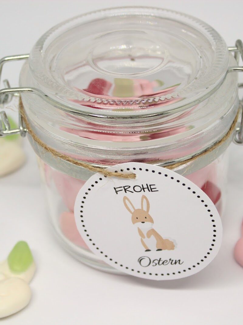 DIY Ostergeschenk im Glas mit süßen Hasen + kostenlose Vorlage