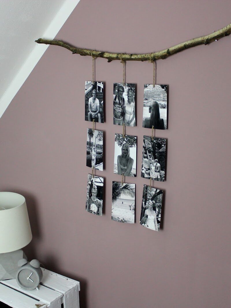 DIY origineller Bilderrahmen ganz einfach selber machen - Fotos an einem Ast