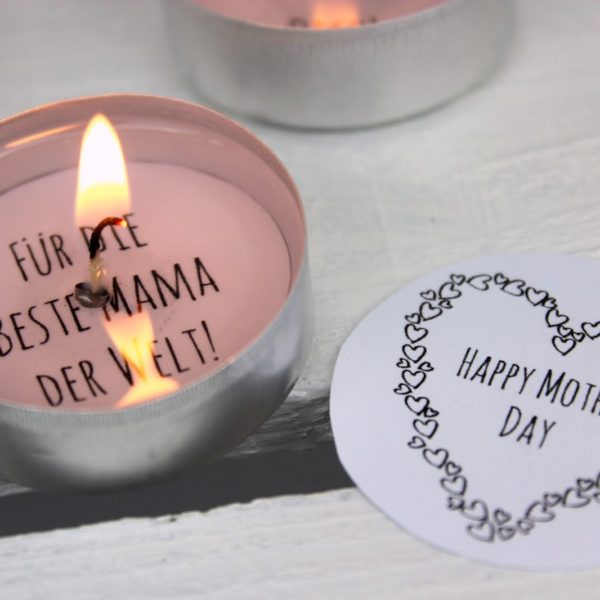 DIY Geschenk zum Muttertag - Teelicht mit Liebesbotschaft selber machen (+ kostenlose Vorlage)