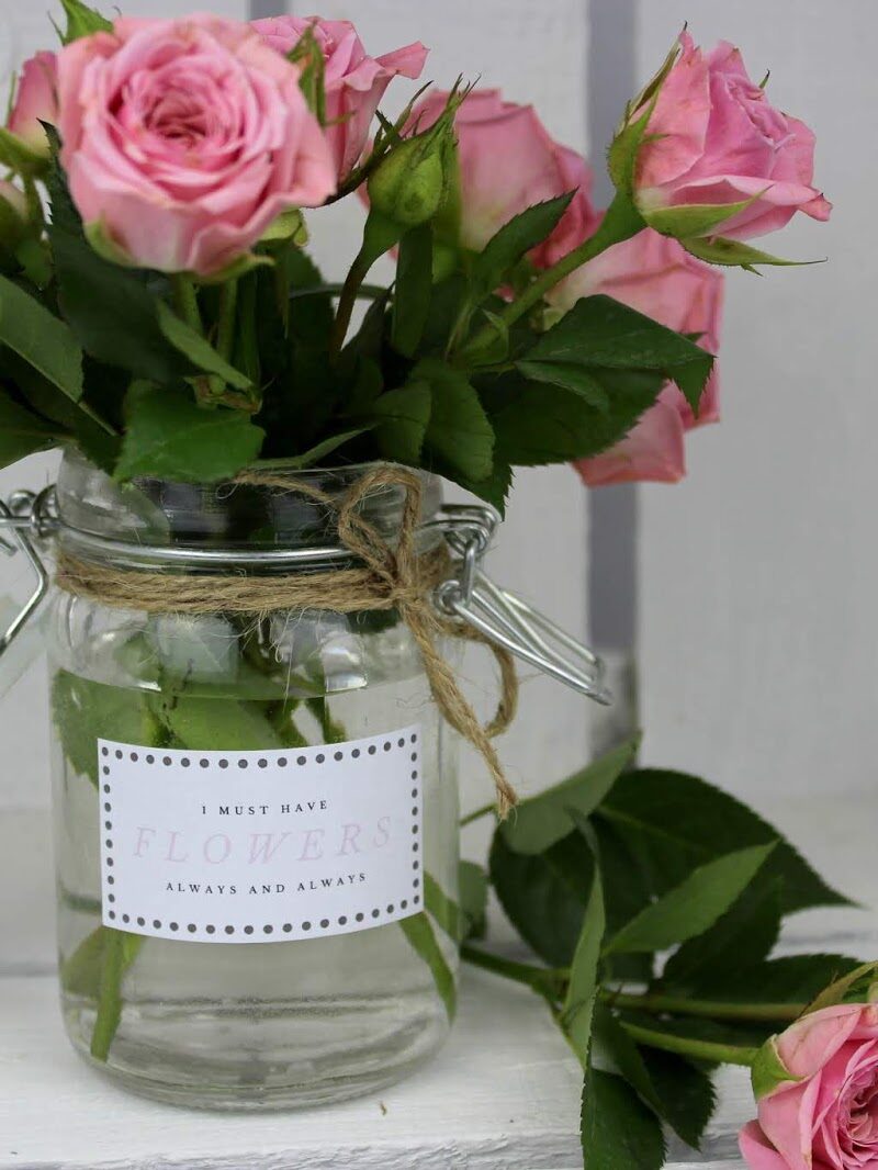 DIY: Vase aus einem Einmachglas selber machen - wunderschöne, kleine Deko + kostenlose Vorlage