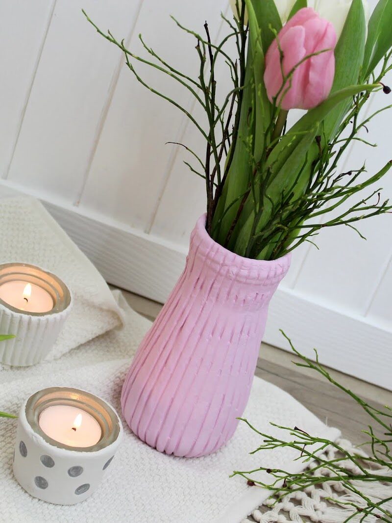 Vase, Teelicht aus Modelliermasse