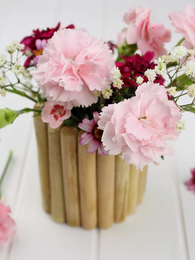 Deko, Vase, Holz, Blumen