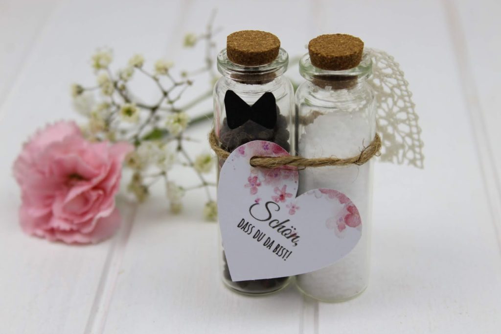 DIY - Gastgeschenk Pfeffer und Salz für die Hochzeit ganz einfach selber machen