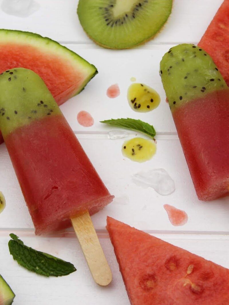 Eis, Stieleis, Wassermelone, Kiwi