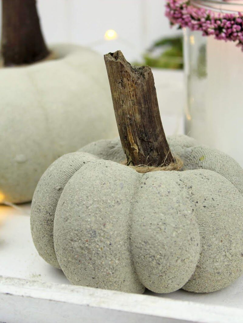 Beton Kürbis, Herbstdeko, Naturmaterialien