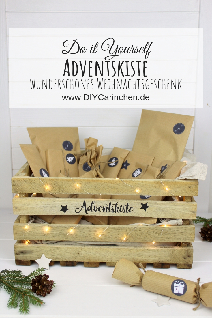 Adventskalender in einer Kiste / Adventskiste mit 24 Geschenken