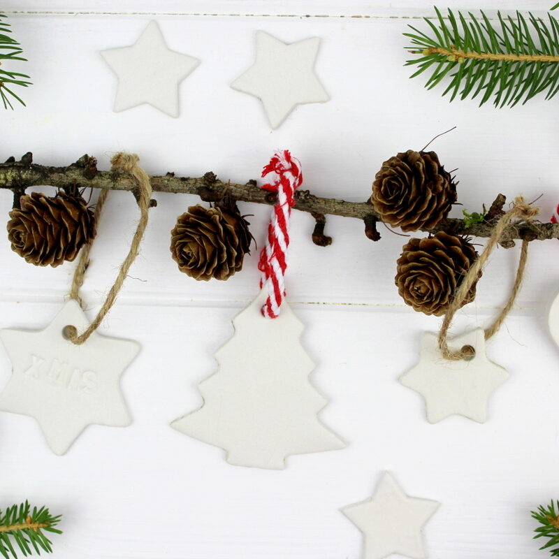 Christbaumanhänger Stern, Herz, Tannenbaum aus Modelliermasse