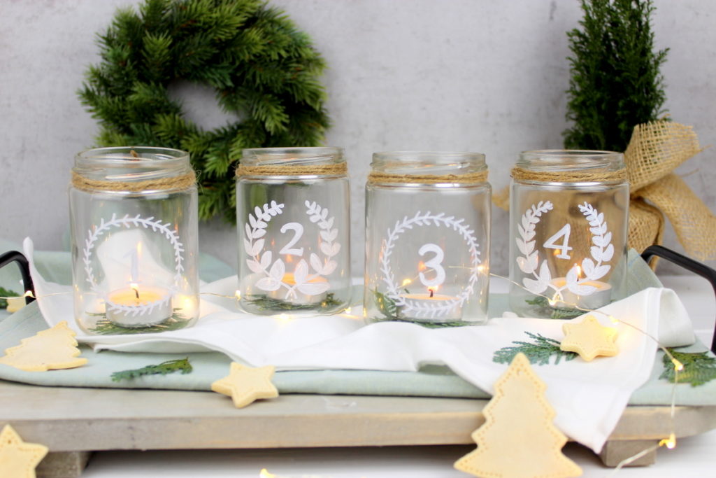 DIY - Upcycling Adventskranz aus alten Gläsern einfach selbermachen