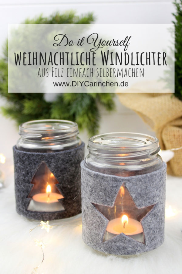 DIY weihnachtliche Windlichter aus Filz einfach und schnell selbermachen