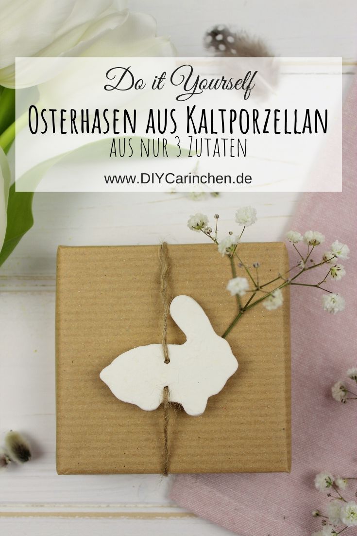 DIY Osterhasen aus Kaltporzellan als Geschenkanhänger Osterdeko