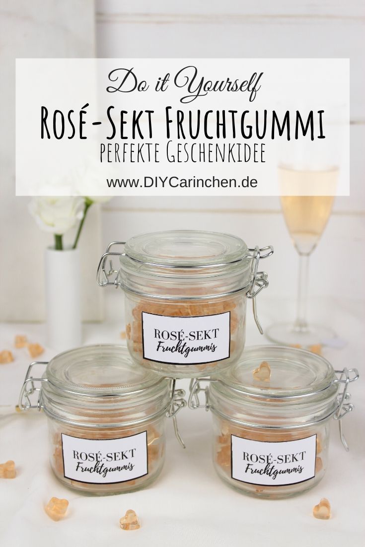 selbstgemachte Rosé-Sekt Fruchtgummis / Gummibärchen in Herzform