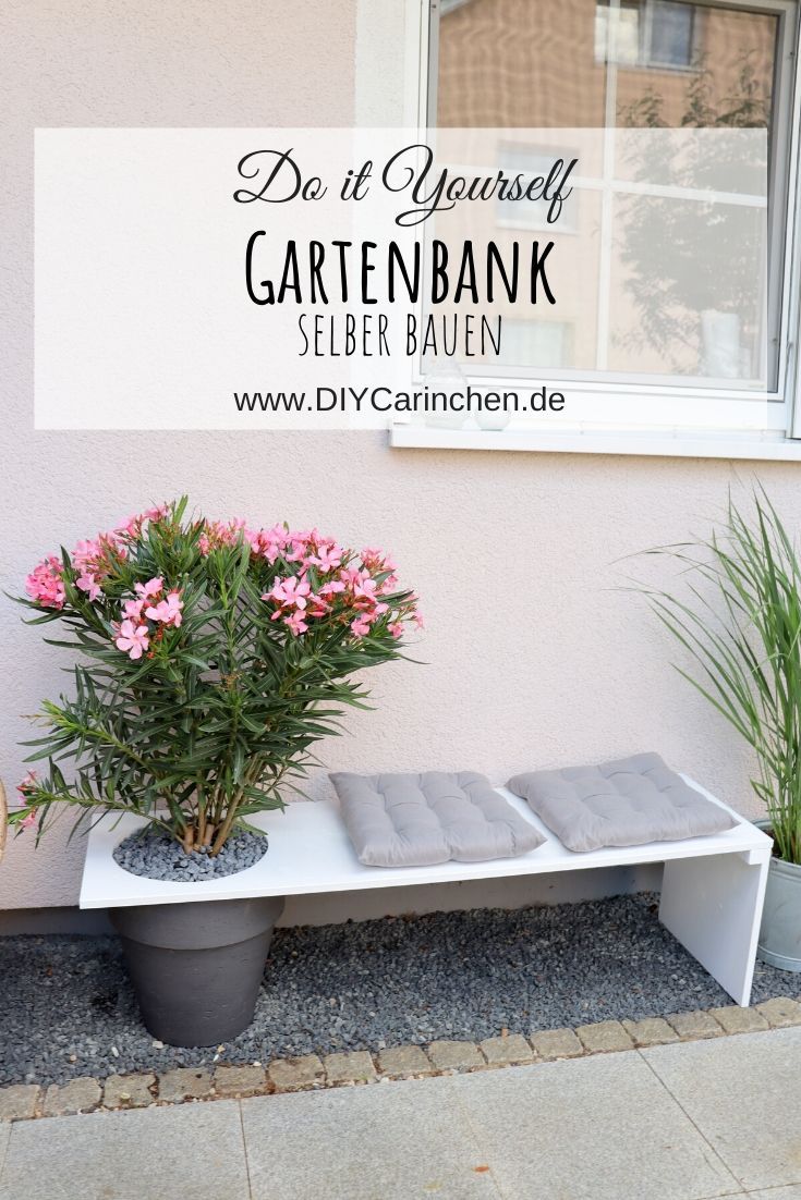 DIY - selbstgebaute Gartenbank mit Blumentopf