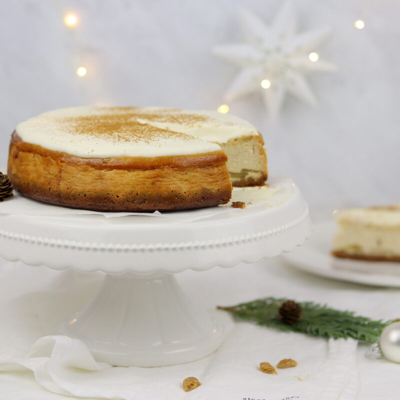 Rezept Kuchen: weihnachtlicher Apfel-Zimt-Cheesecake mit Spekulatiusboden