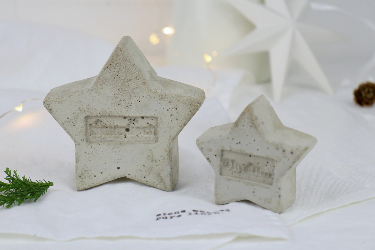 DIY - selbstgemachte Beton Sterne mit Prägung zu Weihnachten
