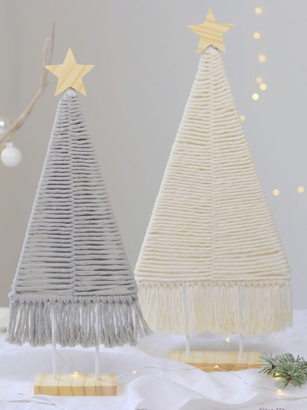 DIY Anleitung: selbstgemachte Makramee Tannenbäume