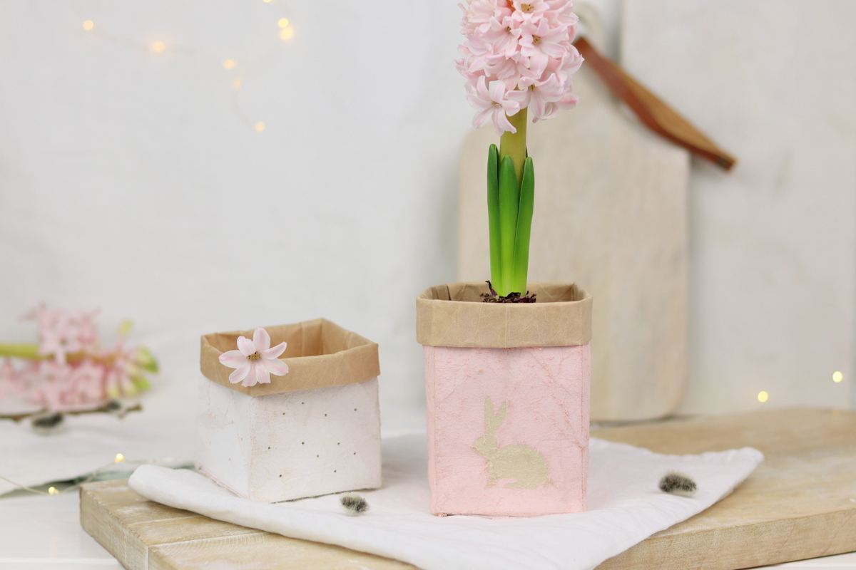 DIY selbstgemachte Upcycling Blumentöpfe aus Milchtüten