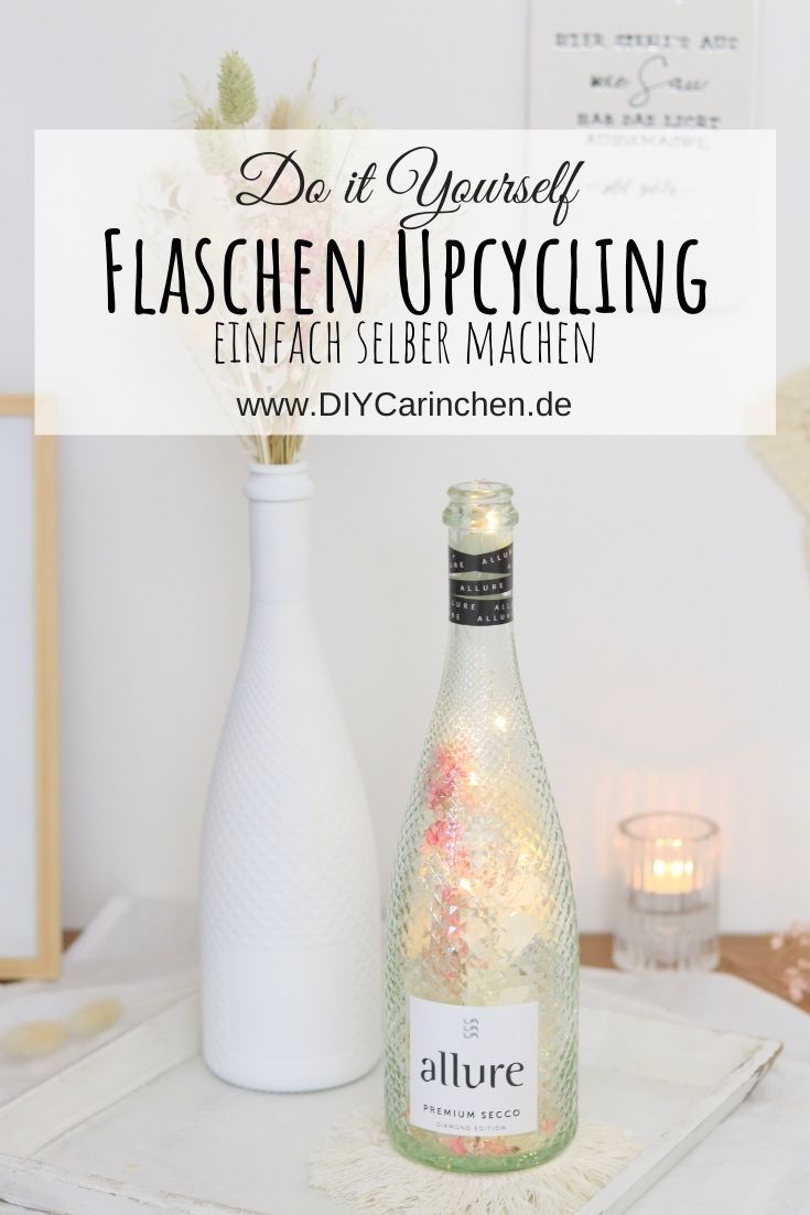 DIY Flaschen Upcycling in 2 Varianten mit Sprühkreidefarbe und Trockenblumen