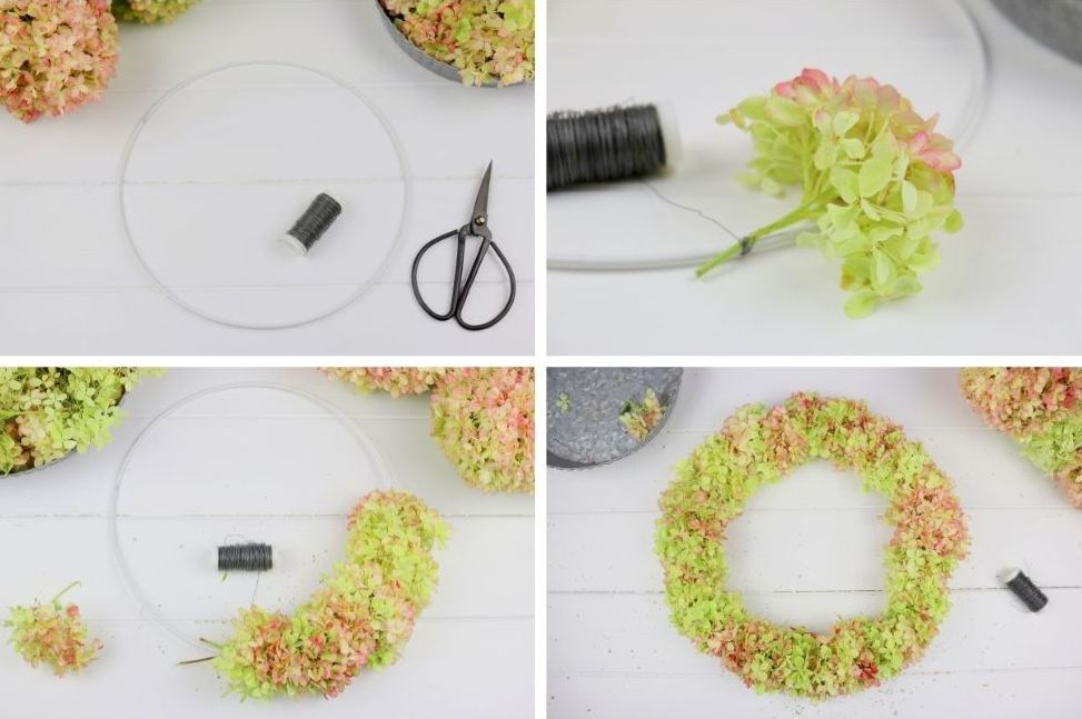 DIY Anleitung Blumenkranz aus Hortensie einfach selber machen mit Kürbis als Herbstdeko