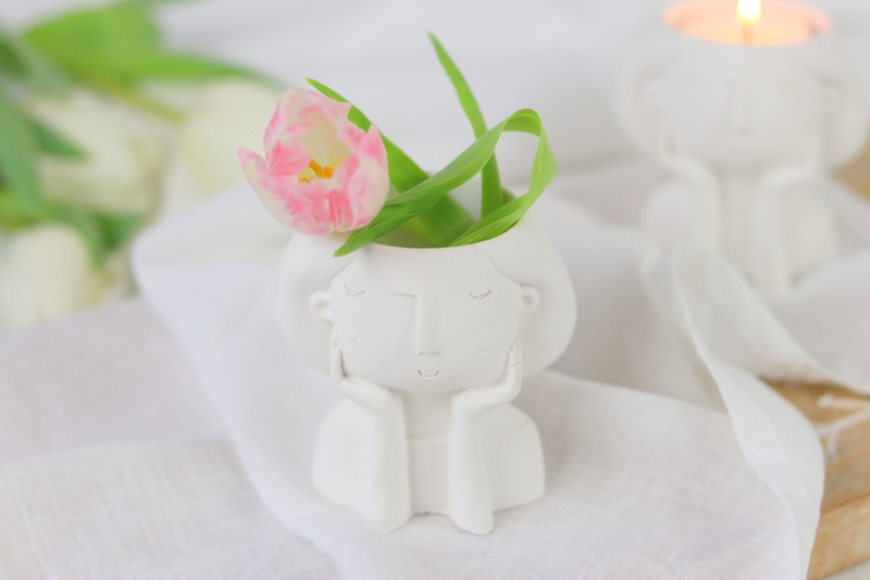 DIY - selbstgemachte Raysin Mädchenkopf - Figur zum Bepflanzen oder für eine Kerze - süße Deko